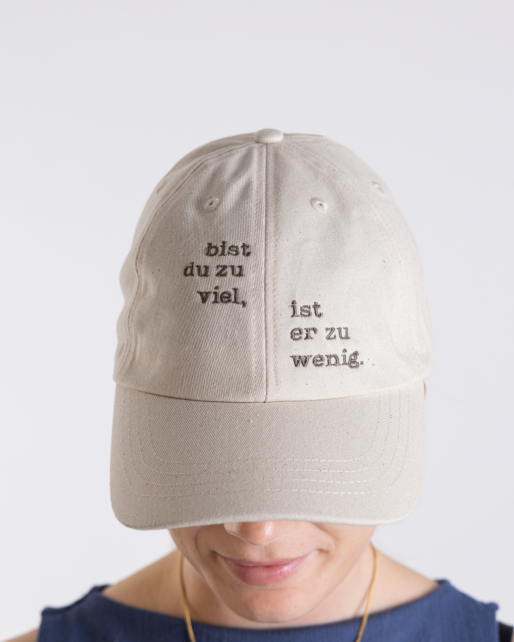 Cap "Bist du zu viel" vintage sand