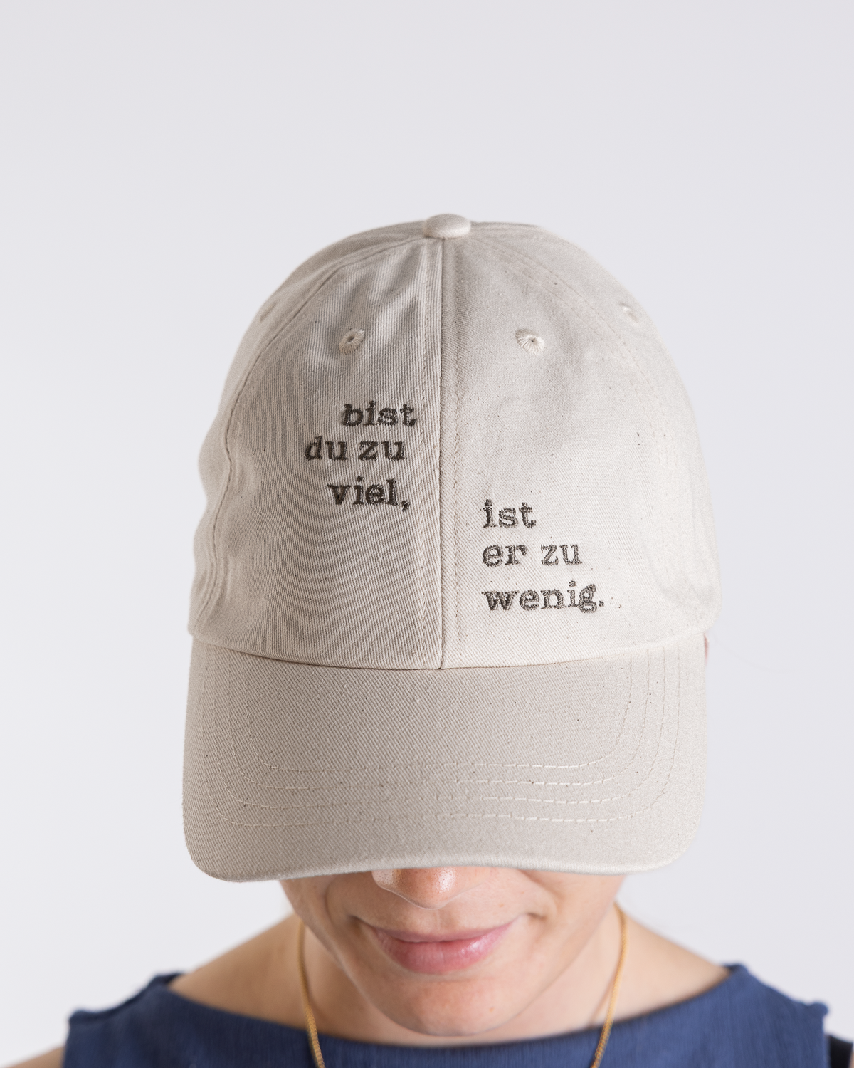 Cap "Bist du zu viel" vintage sand